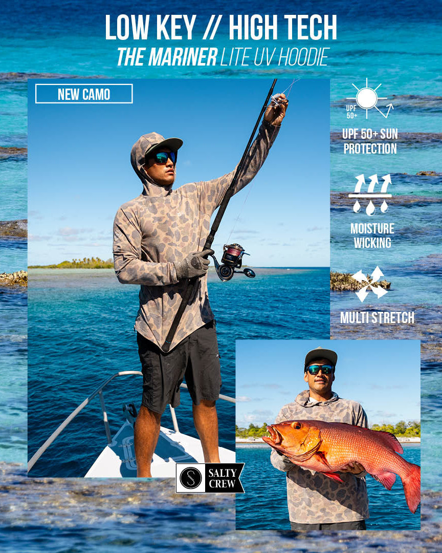 MARINER LITE UV HOOD - Tan Camo | Salty Crew Premium