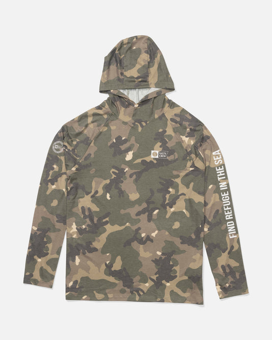 MARINER LITE UV HOOD - Green Camo | Salty Crew Premium