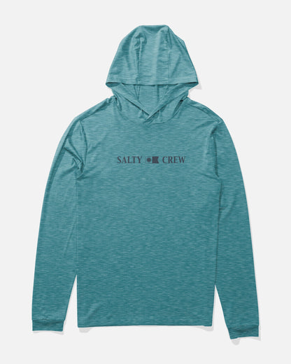 RAIL HOOD SUNSHIRT - Teal Blue Heather | Salty Crew Premium