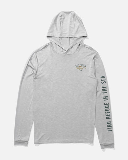 BITMAP HOOD SUNSHIRT - Grey Heather | Salty Crew Premium