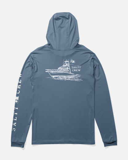 ON BOARD HOOD SUNSHIRT - Captains Blue | Salty Crew Premium