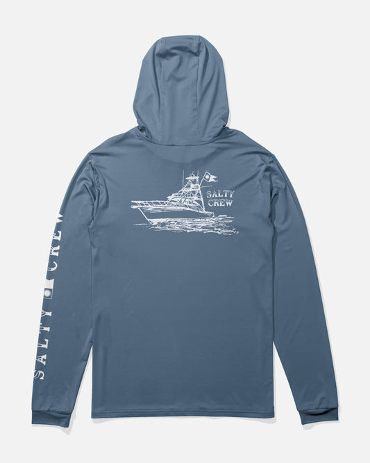 ON BOARD HOOD SUNSHIRT - Captains Blue | Salty Crew Premium