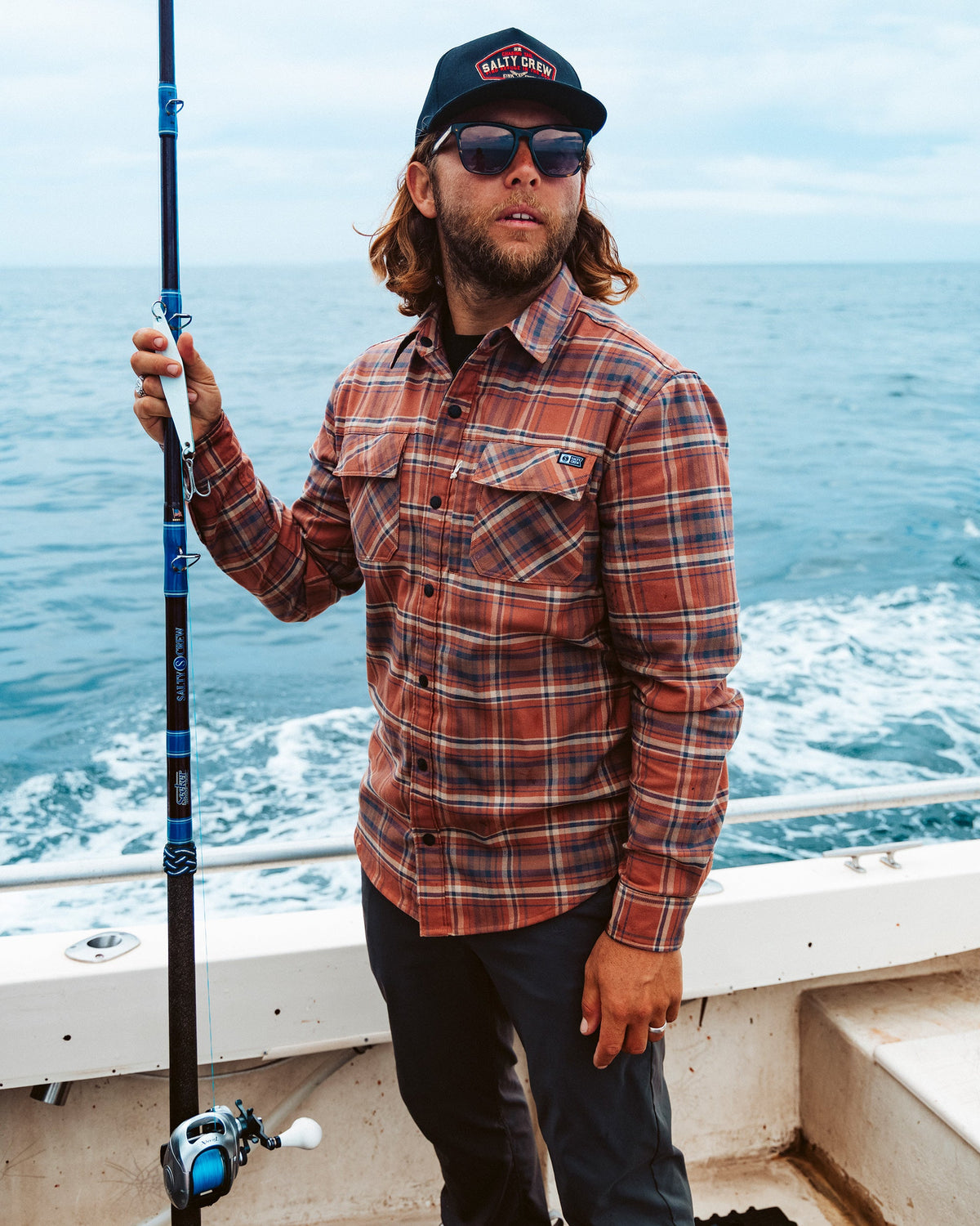 FATHOM LS TECH FLANNEL - Russet | Salty Crew Premium