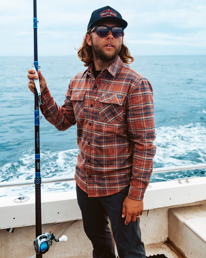 FATHOM LS TECH FLANNEL - Russet | Salty Crew Premium