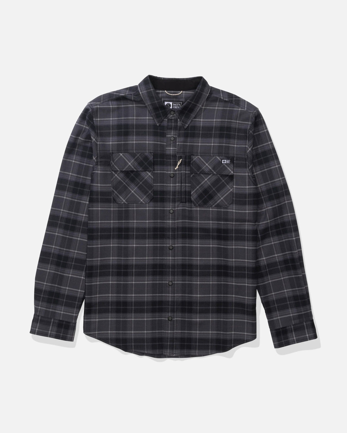 FATHOM LS TECH FLANNEL - Black Grey | Salty Crew Premium