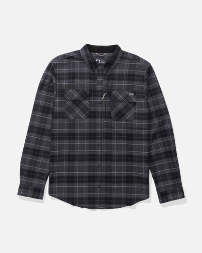 FATHOM LS TECH FLANNEL - Black Grey | Salty Crew Premium