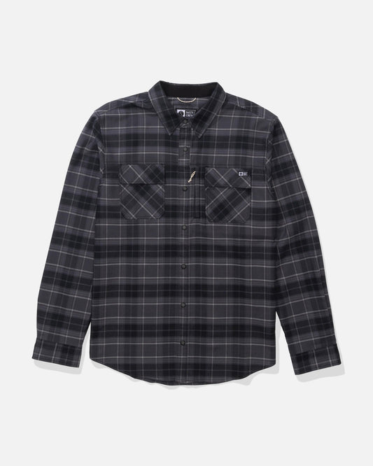 FATHOM LS TECH FLANNEL - Black Grey | Salty Crew Premium