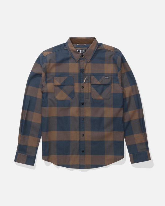 FATHOM LS TECH FLANNEL - Navy/Rust | Salty Crew Premium