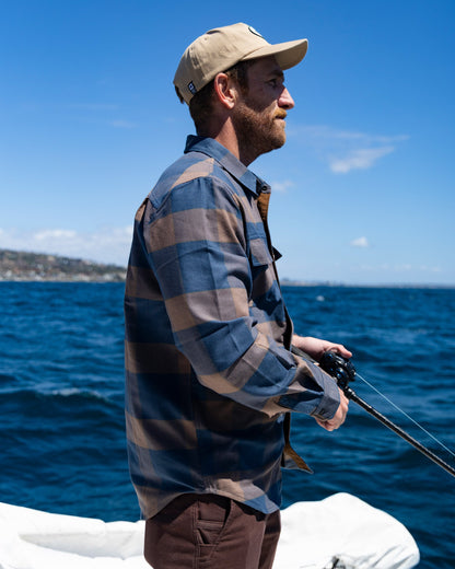 FATHOM LS TECH FLANNEL - Navy/Rust | Salty Crew Premium