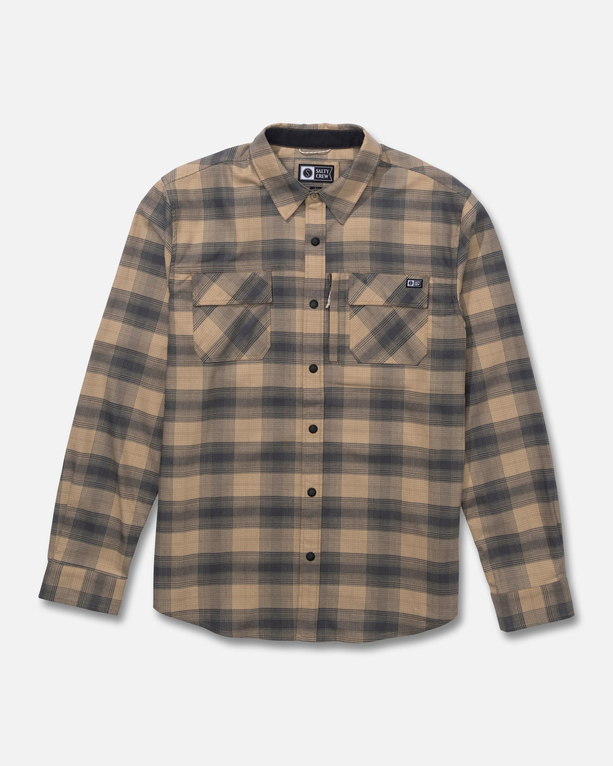 FATHOM LS TECH FLANNEL - Khaki | Salty Crew Premium
