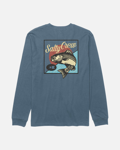 STRIPED LS TEE - Slate | Salty Crew Premium
