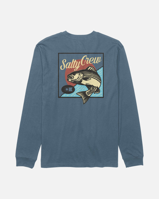 STRIPED LS TEE - Slate | Salty Crew Premium