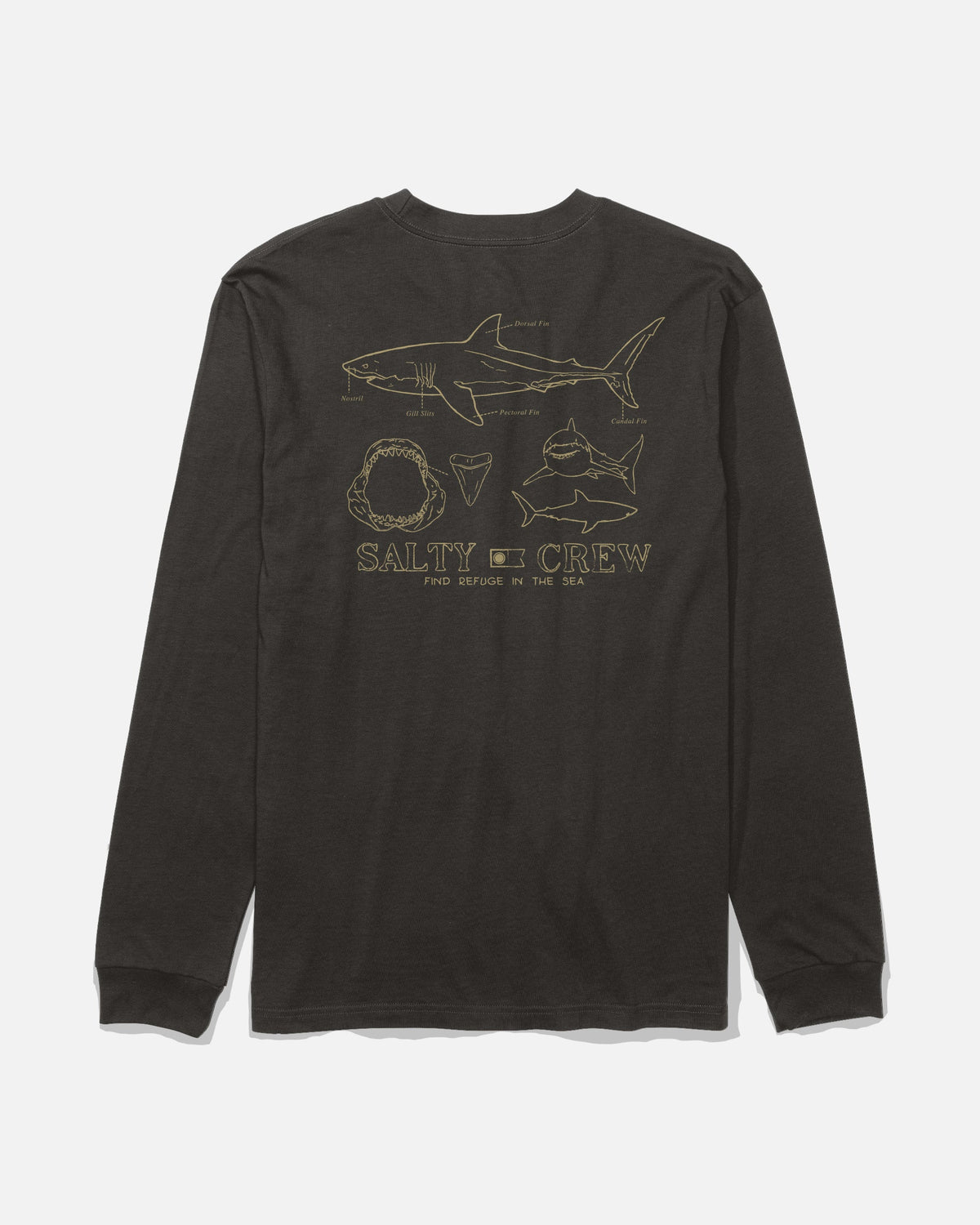 GREAT WHITE LS TEE - BLACK | Salty Crew Premium