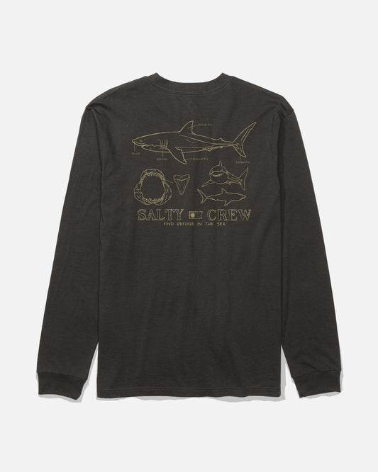 GREAT WHITE LS TEE - BLACK | Salty Crew Premium