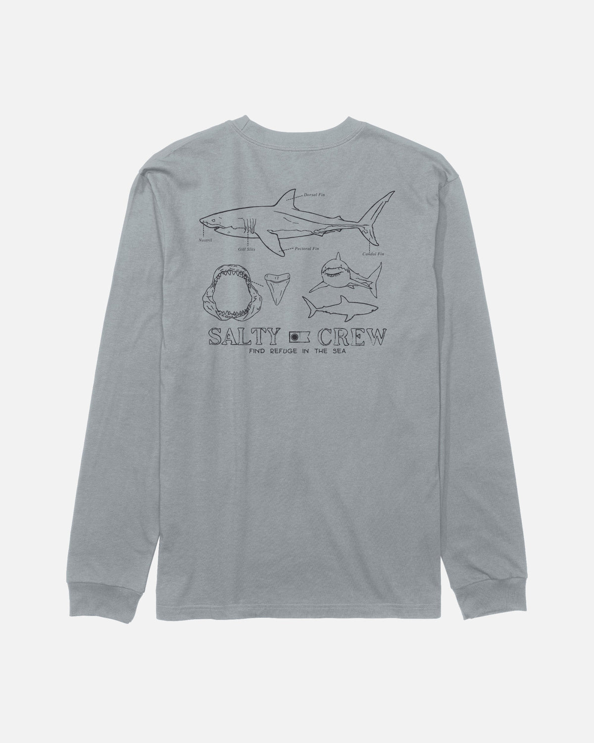 GREAT WHITE LS TEE - Quarry | Salty Crew Premium