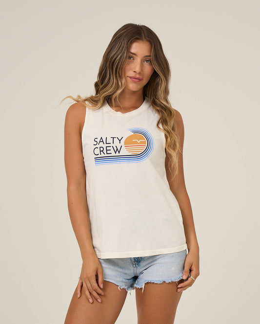 OMBRE WAVE MUSCLE TANK - Off White | Salty Crew Premium