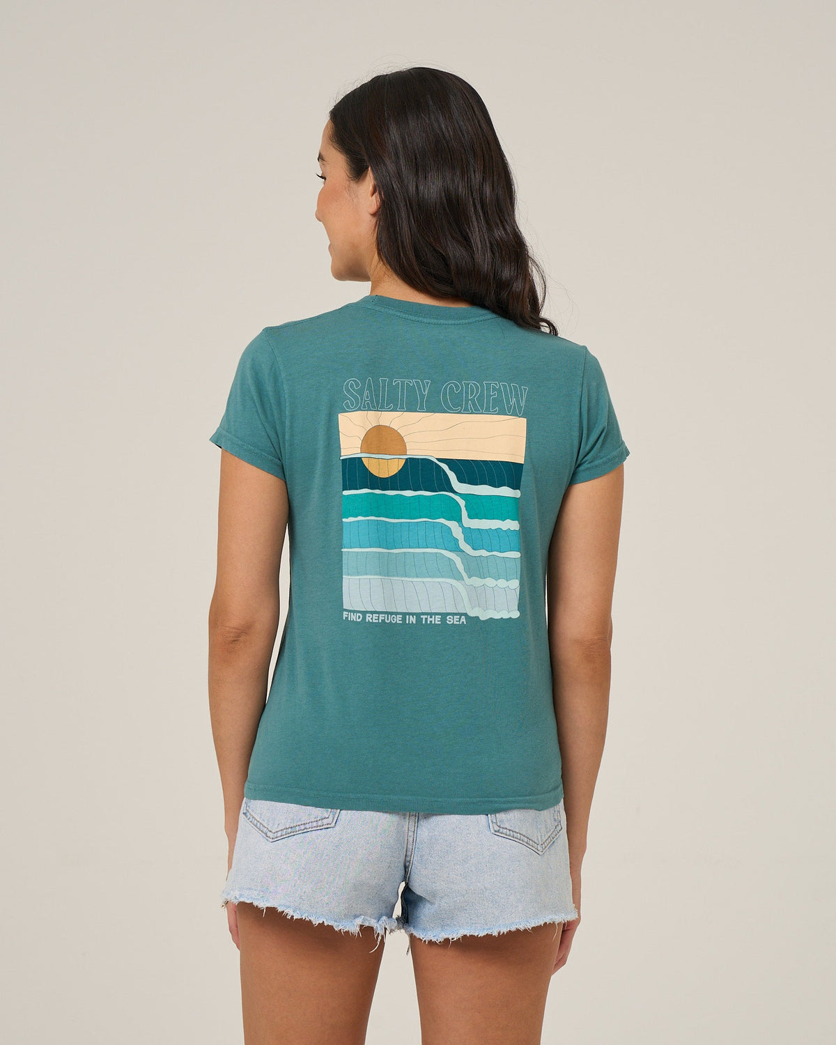 RETRO WAVE MODERN TEE - Teal | Salty Crew Premium