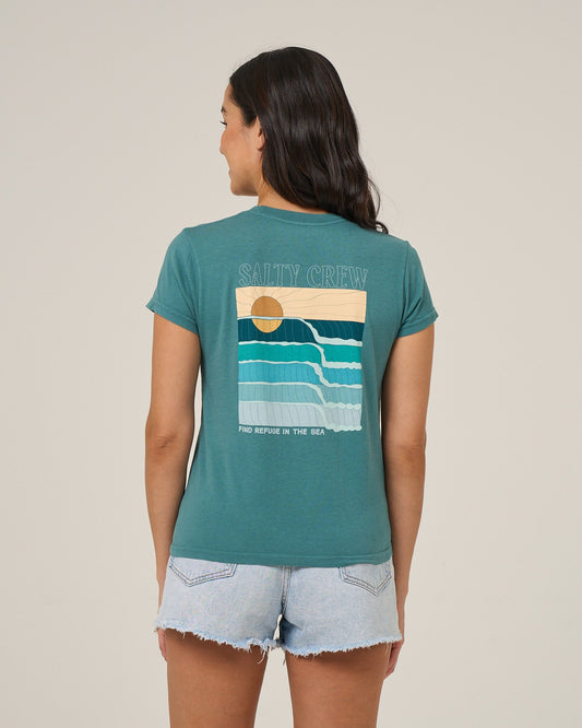 RETRO WAVE MODERN TEE - Teal | Salty Crew Premium
