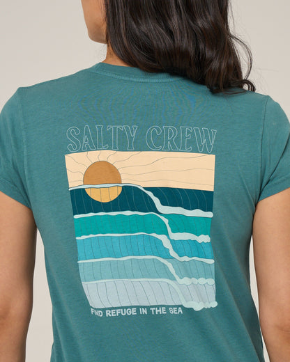 RETRO WAVE MODERN TEE - Teal | Salty Crew Premium