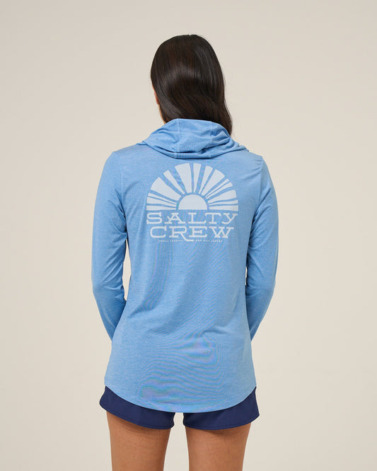 SUNSHINE HOODED SUNSHIRT - Ash Blue | Salty Crew Premium