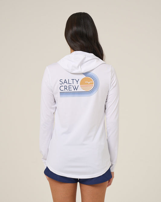 OMBRE WAVE HOOD SUNSHIRT - White | Salty Crew Premium