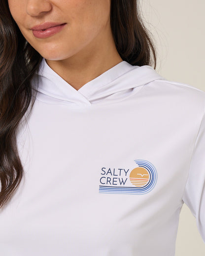 OMBRE WAVE HOOD SUNSHIRT - White | Salty Crew Premium
