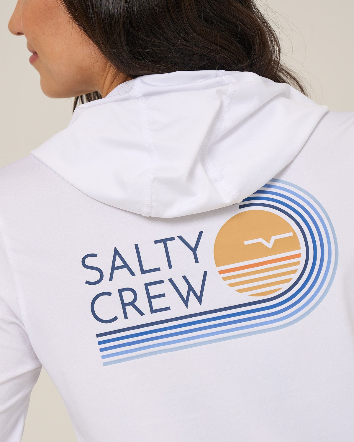 OMBRE WAVE HOOD SUNSHIRT - White | Salty Crew Premium