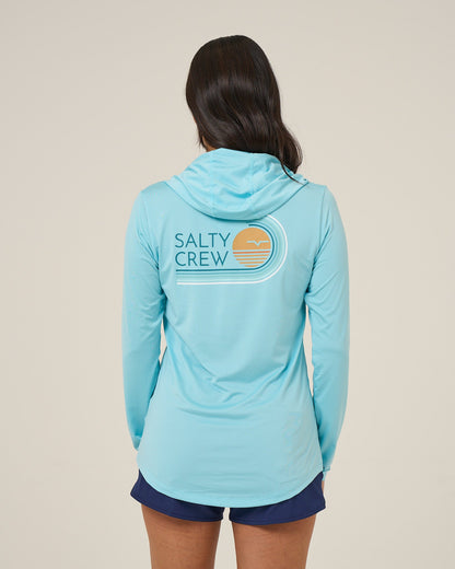 OMBRE WAVE HOOD SUNSHIRT - Aquamarine | Salty Crew Premium