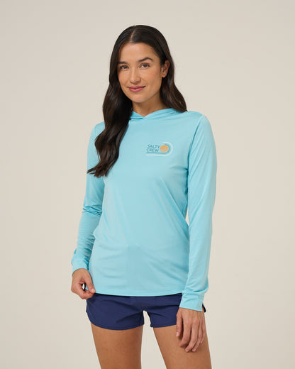 OMBRE WAVE HOOD SUNSHIRT - Aquamarine | Salty Crew Premium