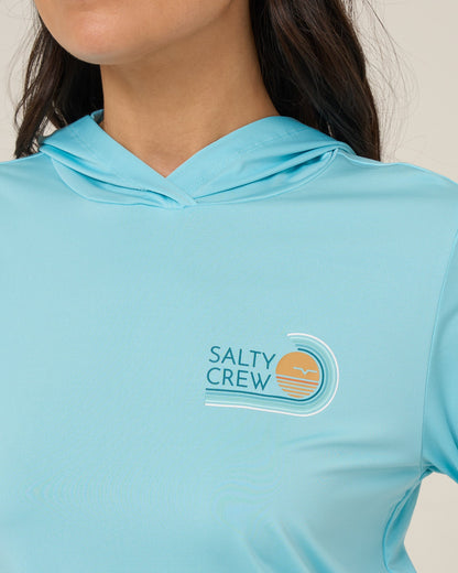 OMBRE WAVE HOOD SUNSHIRT - Aquamarine | Salty Crew Premium