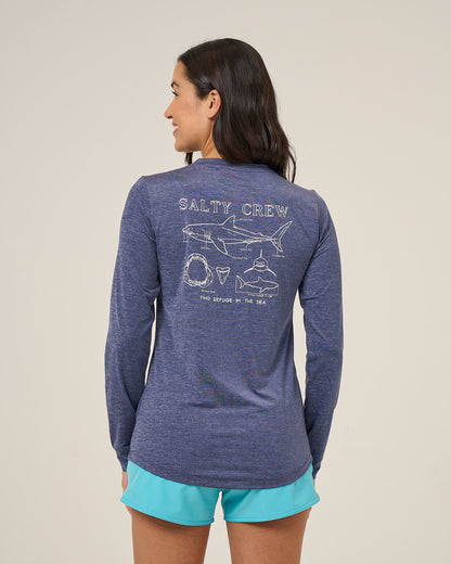 SHARK ANATOMY SUNSHIRT - Bright Navy | Salty Crew Premium