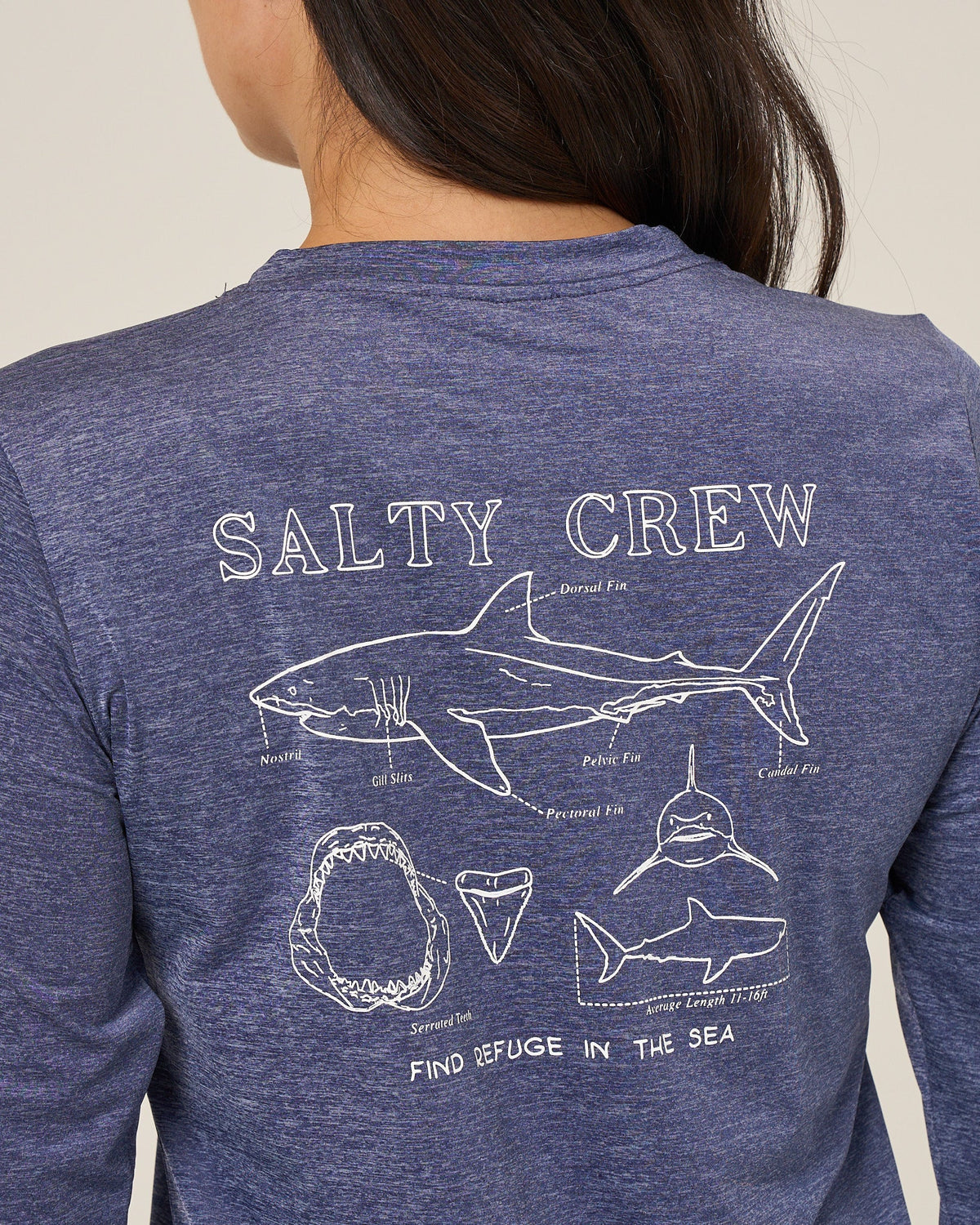 SHARK ANATOMY SUNSHIRT - Bright Navy | Salty Crew Premium