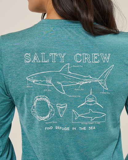 SHARK ANATOMY SUNSHIRT - Teal | Salty Crew Premium