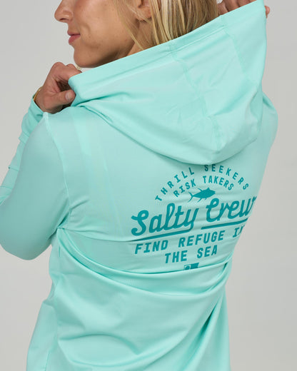 SCRIPTED HOODED SUNSHIRT - Mint | Salty Crew Premium