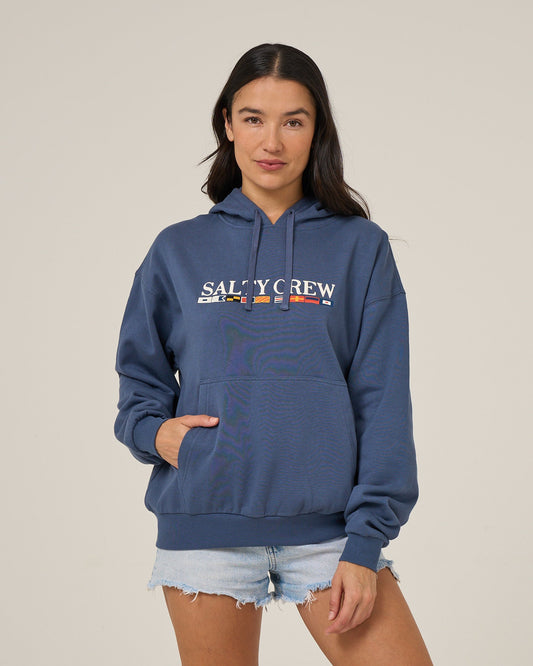 FLAG HOODIE - Vintage Indigo | Salty Crew Premium