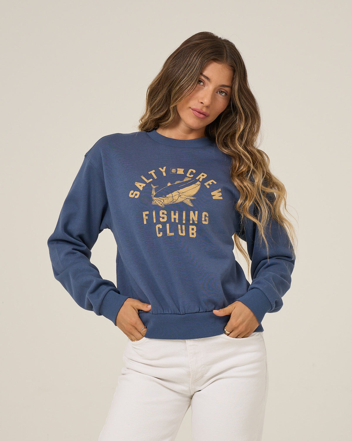FISHING CLUB CREW FLEECE - Vintage Indigo | Salty Crew Premium