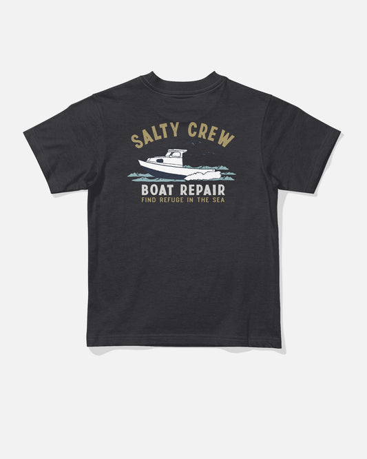 BOAT REPAIR TDDLR SS TEE - BLACK | Salty Crew Premium
