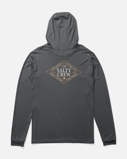 ICONIC BOYS HOOD SUNSHIRT - Charcoal | Salty Crew Premium