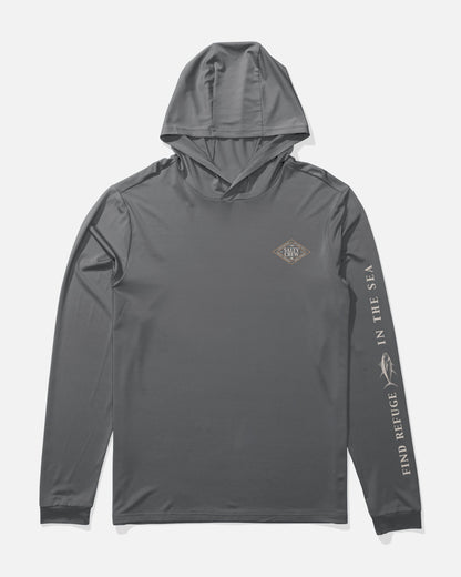 ICONIC BOYS HOOD SUNSHIRT - Charcoal | Salty Crew Premium