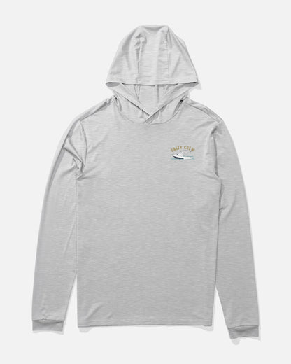 BOAT REPAIR BOYS HOOD SUNSHRT - Grey Heather | Salty Crew Premium