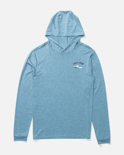 BOAT REPAIR BOYS HOOD SUNSHRT - Blue Heather | Salty Crew Premium
