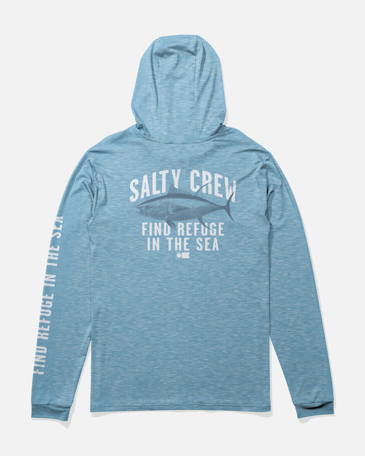 BITMAP BOYS HOOD SUNSHIRT - Blue Heather | Salty Crew Premium