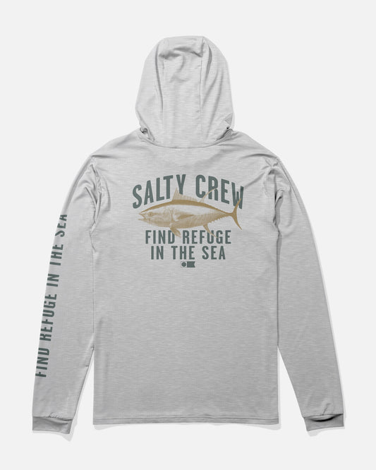 BITMAP BOYS HOOD SUNSHIRT - Grey Heather | Salty Crew Premium