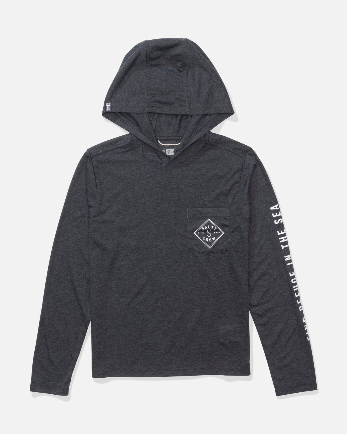 TIPPET BOYS HOOD TECH TEE - Black Heather | Salty Crew Premium