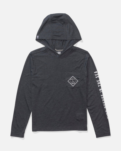 TIPPET BOYS HOOD TECH TEE - Black Heather | Salty Crew Premium