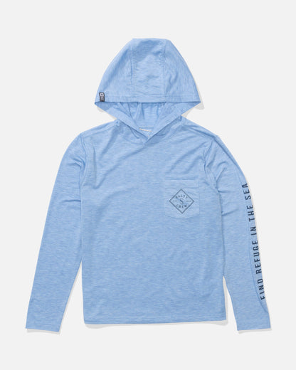 TIPPET BOYS HOOD TECH TEE - Blue Heather | Salty Crew Premium