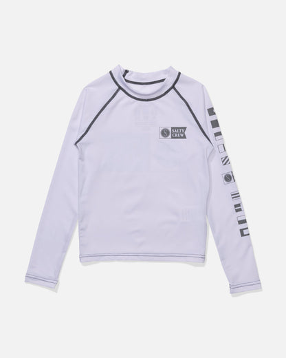 ALPHA BOYS LS RASHGAURD - White | Salty Crew Premium
