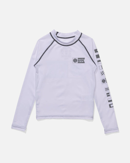 ALPHA BOYS LS RASHGAURD - White | Salty Crew Premium