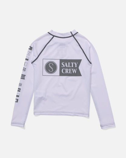 ALPHA BOYS LS RASHGAURD - White | Salty Crew Premium