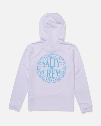 GLOBAL HOOD BOYS SUNSHIRT - White/Slate | Salty Crew Premium
